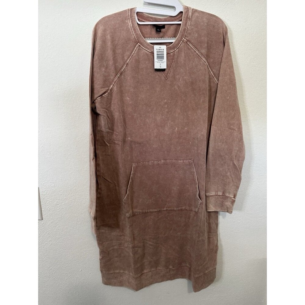 Torrid Pink Wash Long Sleeve Top Pullover Sweater Dress Size Large (0)